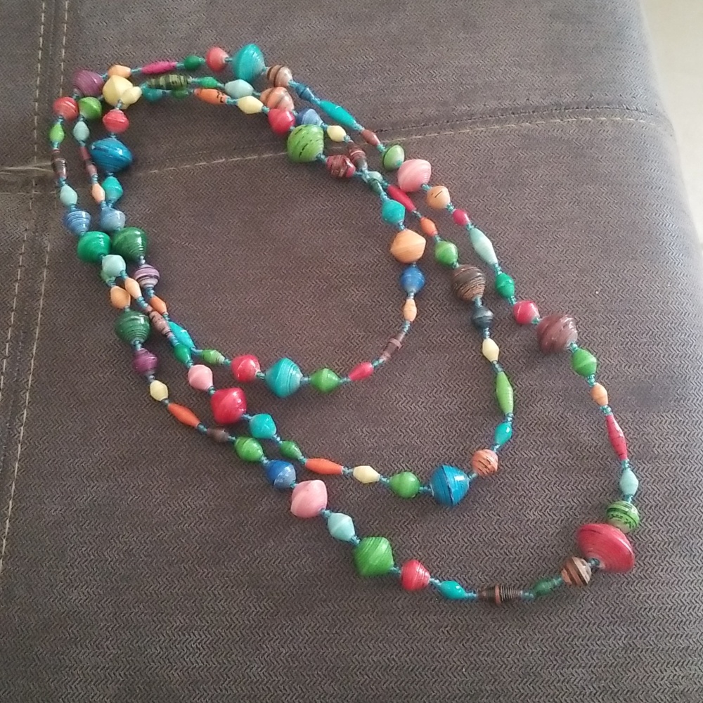 Beaded Statement Necklace By BEAD FOR LIFE 60 Plus Inches Long